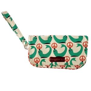 Bungalow 360 Peace Seal Canvas Wristlet Teal and Orange